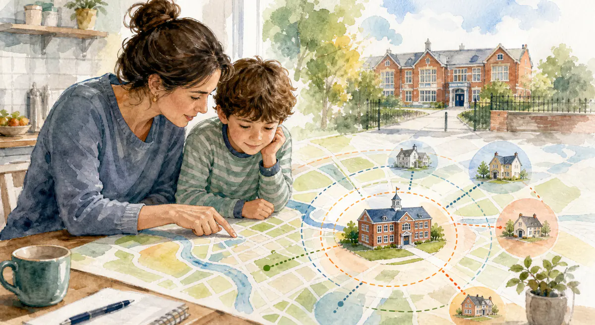 A map showing the area around a primary school in England