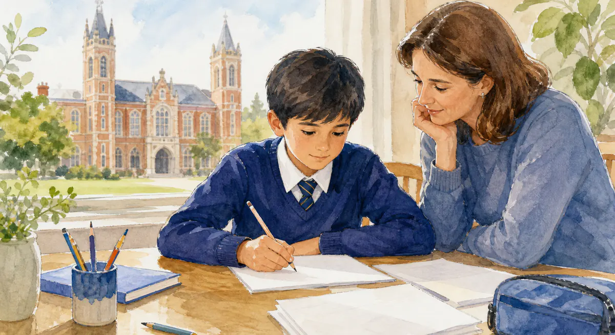 A primary school pupil in a classroom in England